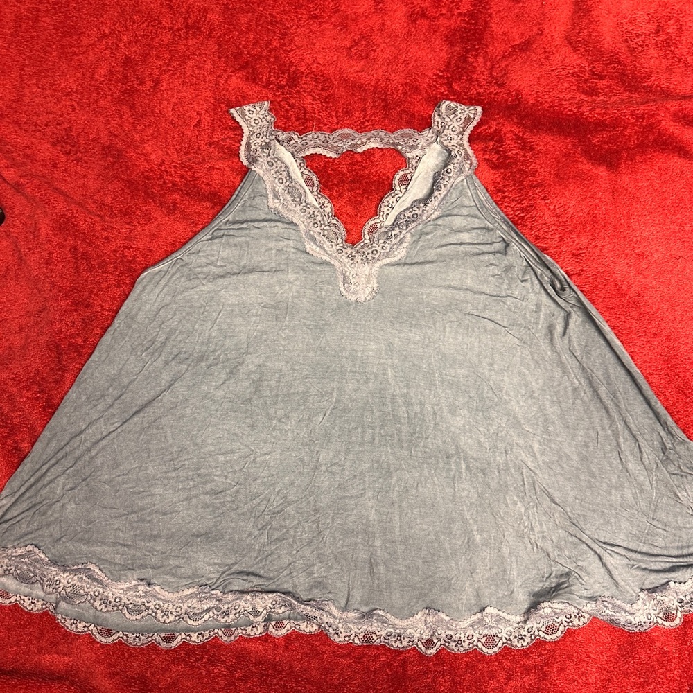 Elegant Lace Trim slate blue swing tank
